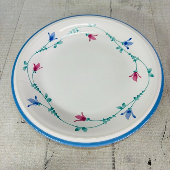 Savoir Vivre PORTOFINO BLUE JF 036 Pink Blue Flowers Ceramic Salad Plates Set 4 - Picture 4 of 16